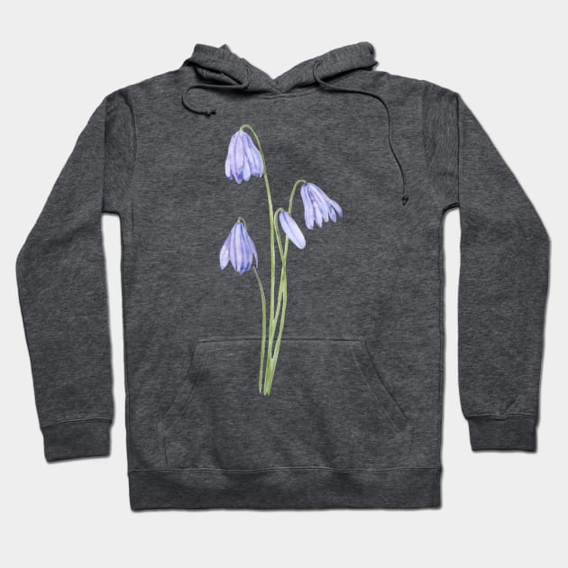 purple scilla siberica watercolor flowers Hoodie by colorandcolor